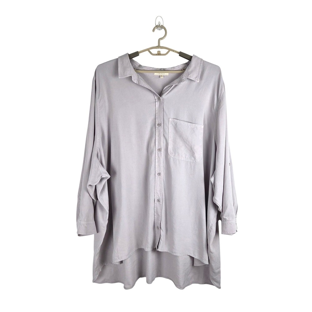 Side Stitch Lavender Gray Lyocell Button Down Roll Tab Shirt 5X Relaxed Casual